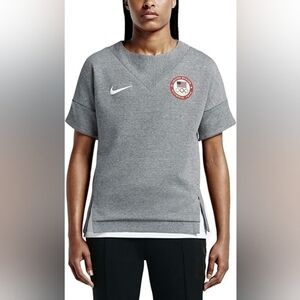 Nike Gray Team USA Short Sleeve Fleece Crew Neck Sweatshirt, Size S